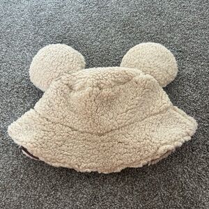 Tan Mickey Ears fuzzy bucket hat. Only worn once!